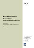 Borehole KFM05A. Uniaxial compression test of intact rock. Forsmark site investigation