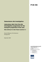 Laboratory data from the site investigation programme for the transport properties of the rock. Data delivery for data freeze Laxemar 2.1. Oskarshamn site investigation