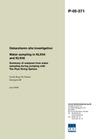 Water sampling in KLX04 and KLX06. Summary of analyses from water sampling during pumping with The Pipe String System. Oskarshamn site investigation