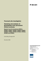 Sampling and analyses of groundwater from percussion drilled boreholes. Results from the boreholes HFM14, HFM23, HFM24, HFM25, HFM26, HFM27, HFM28, HFM29, HFM30, HFM32, HFM33, HFM34 and HFM35. Forsmark site investigation