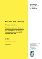 Äspö Hard Rock Laboratory. Prototype Repository. Acoustic emission and ultrasonic monitoring results from deposition hole DA3545G01 in the Prototype Repository between April 2006 and September 2006