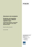 Production and respiration measurements in different vegetation types. Comparisons between a young pine stand, a wet fores, a fen, and an agricultural field. Oskashamn site investigation