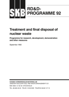 RD&D-PROGRAMME 92. Treatment and final disposal of nuclear waste. Programme for research, development, demonstration and other measures