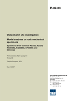 Modal analyses on rock mechanical specimens. Specimens from borehole KLX03, KLX04, KQ0064G, KQ0065G, KF0066A and KF0069A. Oskarshamn site investigation