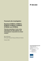 Borehole KFM01A, KFM01C, KFM01D, KFM04A, KFM05A, KFM06A and KFM09A. Thermal properties of rocks using calorimeter and TPS method, and mineralogical composition by modal analysis. Forsmark site investigation