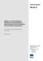 Update of a thermodynamic database for radionuclides to assist solubility limits calculation for performance assessment