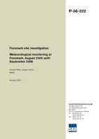 Meteorological monitoring at Forsmark, August 2005 until September 2006. Forsmark site investigation