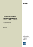 Granitic groundwater colloids sampling and characterisation. Forsmark site investigation