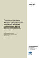 Anistropy of thermal properties in metagranite at Forsmark. Comparison between large-scale field measurements, small-scale field measurements and laboratory measurements. Forsmark site investigation