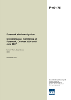 Meteorological monitoring at Forsmark, October 2006 until June 2007. Forsmark site investigation