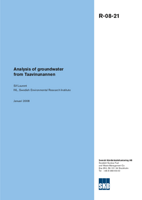 Analysis of groundwater from Taavinunannen