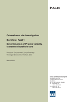 Borehole: KAV01. Determination of P-wave velocity, transverse borehole core. Oskarshamn site investigation