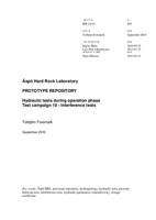 Äspö Hard Rock Laboratory. Prototype repository. Hydraulic tests during operation phase. Test campaign 10 Interference tests