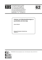 Analyser och åldersbestämningar av grundvatten på stora djup (Analyses and age determinations of groundwater at great depths)