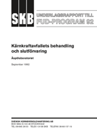 Underlagsrapport till FUD-Program 92, Äspölaboratoriet. Kärnkraftavfallets behandling och slutförvaring. Äspölaboratoriet