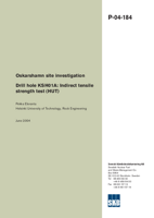 Drill hole KSH01A: Indirect tensile strength test (HUT). Oskarshamn site investigation